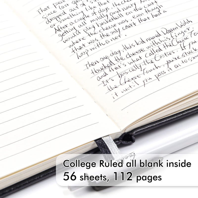 feela 15 Pack Pocket Small Notebooks Bulk, Mini Cute Notepads Hardcover College Ruled Lined Journals with Pen Holder for School Business Memos, with 15 Black Pens, 3.5   x 5.5   , A6, Black - Image 3